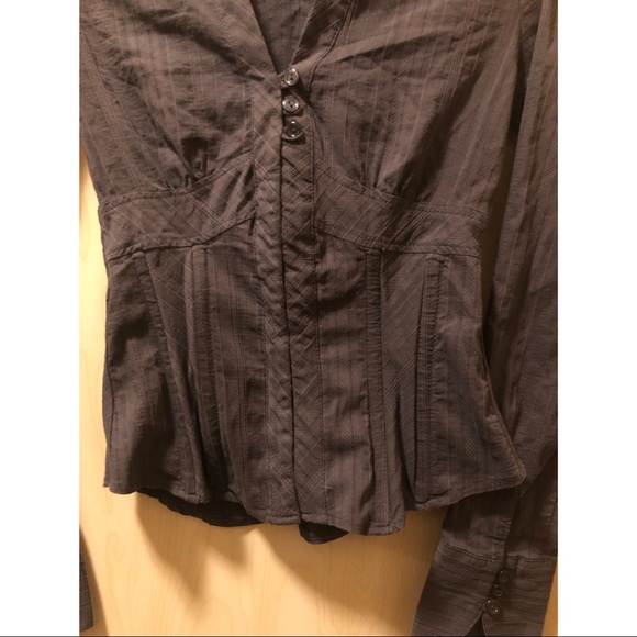 Chocolate striped/pattern button and corset blouse - Picture 4 of 6